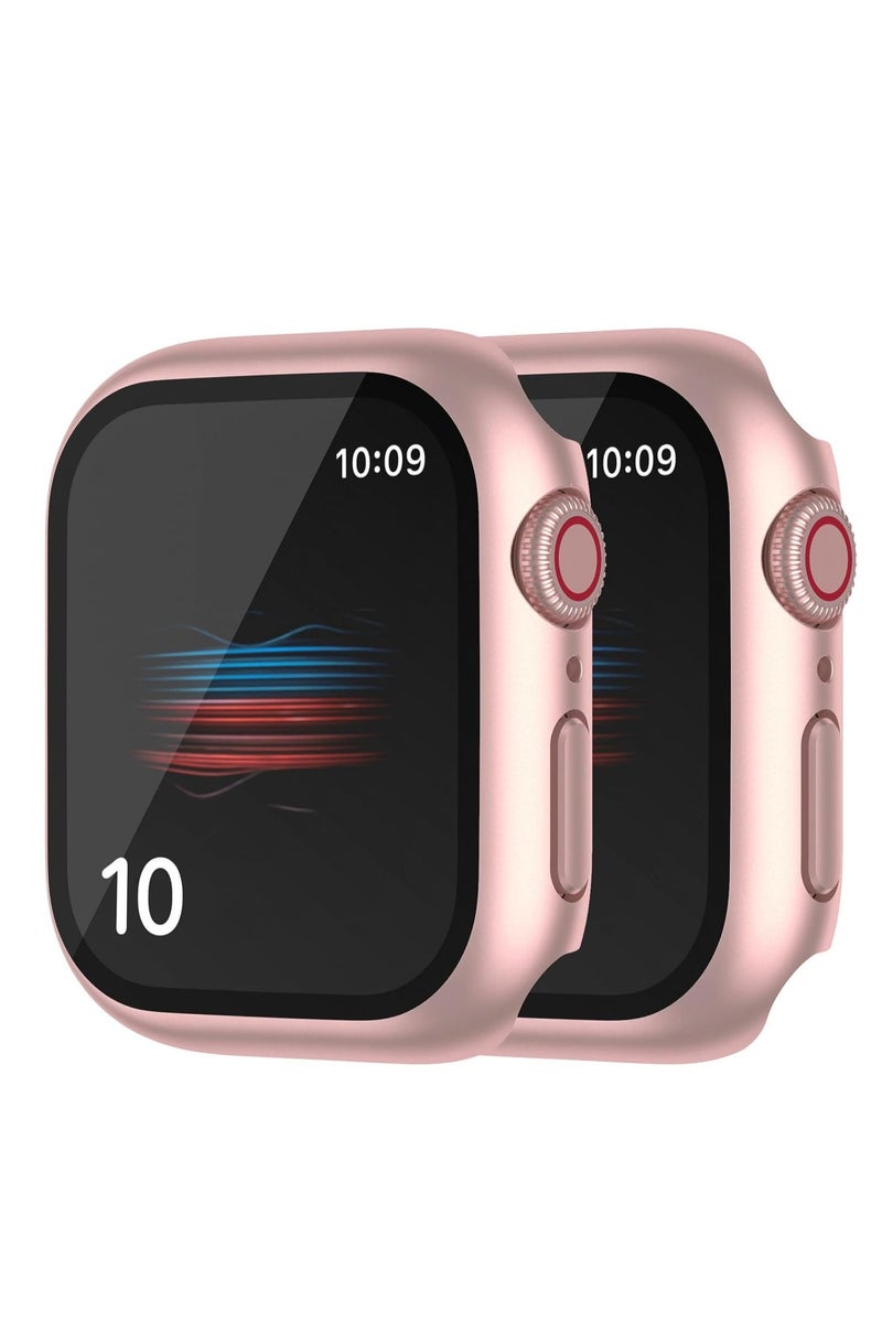 ChicVibe Tempered Glass Case Compatible for Apple Watch Series 11/Series 10 42mm, Hard PC Screen Protector Overall Protection Ultra-Thin Lightweight Scratch-Resistant Cover for iWatch, (42mm,Rose Gold) - Image 1